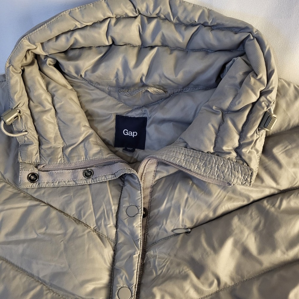 Gap Jacket Women Medium Gray Quilted Insulated Puffer Down Lightweight Packable